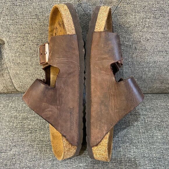 Birkenstock Arizona Oiled Leather Brown Sandals Women Size 8 - Picture 5 of 8